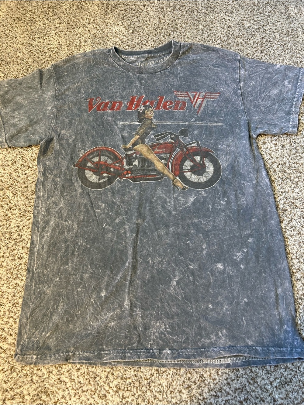 Van Halen Graphic Tee with Red Motorcycle Art